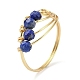 Bague ronde en lapis-lazuli naturel avec perles(RJEW-TA00103-02)-1