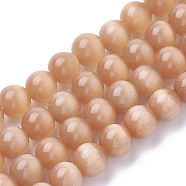 Cat Eye Beads Strands, Round, Orange Red, 10mm, Hole: 1.5mm, about 40pcs/strand, 15.5 inch(X-CE-M011-10mm-06)