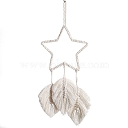 Bohemian Macrame Star Woven Polycotton Wall Hanging Ornaments, Tassel Tapestries for Home Bedroom Decoration, Beige, 480x200mm(PW-WG65708-01)