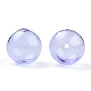 Transparent Blow High Borosilicate Glass Globe Beads, Round, for DIY Wish Bottle Pendant Glass Beads, Lilac, 18x17mm, Hole: 2mm(GLAA-T003-09B)