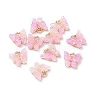 Acrylic Charms, with Sequin & Alloy Findings, Butterfly Charm, Plum, 12x14mm(BUER-PW0002-01G-02)