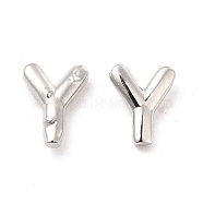 Brass Hollow Out Initial Letter Stud Earrings for Women, Platinum, Lead Free & Cadmium Free, Letter.Y, 7x5.5x1.5mm, Pin: 0.8mm(EJEW-A044-01P-Y)
