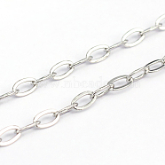 304 Stainless Steel Cable Chains, Soldered, Flat Oval, Stainless Steel Color, 5x2.5x0.6mm(CHS-O005-18A)