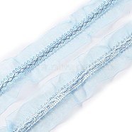 Polyester Pleated Lace Trim, Curtain Decoration, Costume Accessories, Light Sky Blue, 2-1/8 inch(55mm), about 12.58 Yards(11.5m)/Card(OCOR-WH0060-36C)