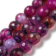 Natural Agate Beads Strands, Dyed & Heated, Round, Faceted, Purple, 6mm, Hole: 1mm, about 62pcs/strand, 14.37~14.76 inch(36.5~37.5cm)(G-C082-A01-10)