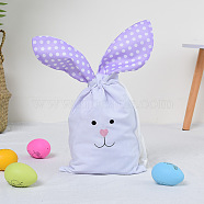 Easter Theme Plastic Storage Bags, Drawstring Rabbit Pouches, for Party Candy Packaging, Polka Dot Pattern Pattern, Lilac, 32x22cm(EAER-PW0001-220F)