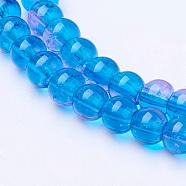 Spray Painted Crackle Glass Beads Strands, Round, Dodger Blue, 4mm, Hole: 1.1~1.3mm, about 200pcs/strand, 31.4 inch(CCG-Q001-4mm-19)