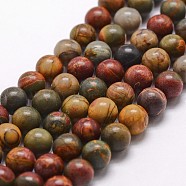 Natural Picasso Stone/Picasso Jasper Bead Strands, Round, 8mm, Hole: 1mm, about 49pcs/strand, 15 inch(X-G-D840-85-8mm)
