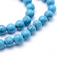 Synthetic Howlite Bead Strand, Dyed, Round, Deep Sky Blue, 6mm, Hole: 1mm, about 66pcs/strand, about 15 inch(G-E439-6mm-01B)