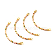 Alloy Connector Charms, with Enamel, Curved Tube Links, Golden, Colorful, 28x63x3mm, Hole: 2.8mm(ENAM-L038-O01)