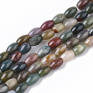 Natural Indian Agate Beads Strands, Oval, 6~7x4.5mm, Hole: 0.8mm, about  61~64pcs/Strand, 15.75 inch(40 cm)(G-S364-014)