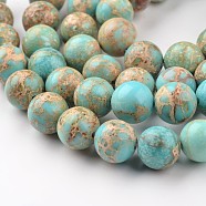 Natural Imperial Jasper Beads Strands, Round, Dyed, Light Blue, 10mm, Hole: 1mm, about 38pcs/strand, 15 inch(X-G-I122-10mm-12)