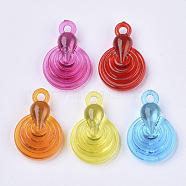 Transparent Acrylic Pendants, Dyed, Flat Round, Mixed Color, 29x19x8mm, Hole: 3mm(X-TACR-T015-073)