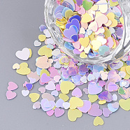 Ornament Accessories, PVC Plastic Paillette/Sequins Beads, Heart, Mixed Color, 2.5~5.5x3~5.5x0.4mm(PVC-S035-004)