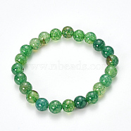 Natural Dragon Veins Agate Beaded Stretch Bracelets, Dyed, Round, Sea Green, 2-1/8 inch(55mm)
(BJEW-Q692-02G)