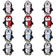 12Pcs 4 Colors Christmas Themed Food Grade Eco-Friendly Silicone Beads, Chewing Beads For Teethers, DIY Nursing Necklaces Making, Penguin, Mixed Color, 32x25.5x9mm, Hole: 2.5mm, 3pcs/color(SIL-SZ0001-15)
