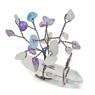 Natural Gemstone Chips Tree of Life Decorations, with Nuggets Gemstone Base and Copper Wire Feng Shui Energy Stone Gift for Women Men Meditation, 50x18x45mm(PW-WG91658-06)