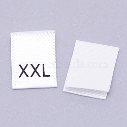 Kid's Size Label, Woven Crafting Craft Cotton Labels, for Clothing Sewing, XXL, White, 35x13x0.1mm, about 200pcs/bag(DIY-WH0183-76XXL-02)