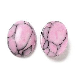 Glass Cabochons, Imitation Gemstone, Oval, Pink, 8x6x2.5~3mm(GLAA-B012-27B)