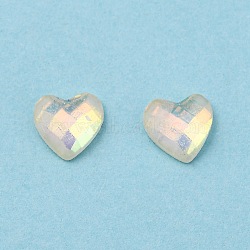 Flat Back Resin Rhinestone Cabochons, Nail Art Decoration Accessories, Faceted, Heart, Colorful, 6x6x2mm(MRMJ-T047-07H)