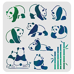 Plastic Reusable Drawing Painting Stencils Templates, for Painting on Scrapbook Fabric Tiles Floor Furniture Wood, Square, Panda Pattern, 300x300mm(DIY-WH0172-346)