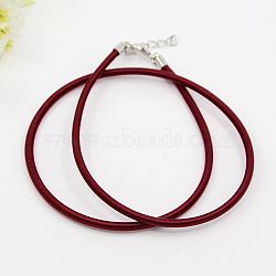 Silk Cord Necklaces Making, with Brass Lobster Clasps, Platinum, Dark Red, 17 inches~18 inches(NFS005-04)