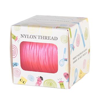 Nylon Thread, Rattail Satin Cord, Deep Pink, 1.0mm, about 76.55 yards(70m)/roll