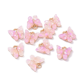 Acrylic Charms, with Sequin & Alloy Findings, Butterfly Charm, Plum, 12x14mm