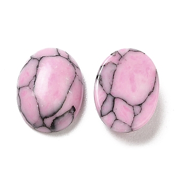 Glass Cabochons, Imitation Gemstone, Oval, Pink, 8x6x2.5~3mm