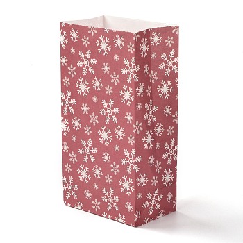 Christmas Theme Rectangle Paper Bags, No Handle, for Gift & Food Package, Snowflake Pattern, 12x7.5x23cm