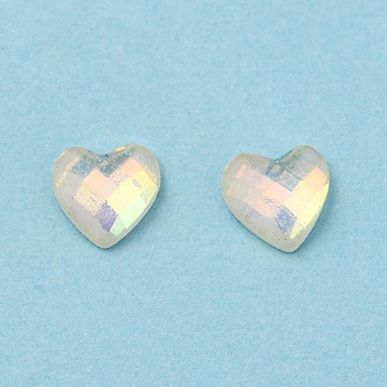 Flat Back Resin Rhinestone Cabochons, Nail Art Decoration Accessories, Faceted, Heart, Colorful, 6x6x2mm