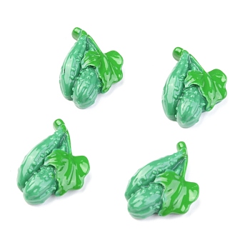 Opaque Resin Decoden Cabochons, Imitation Food, Cucumber, Green, 28x20x7mm