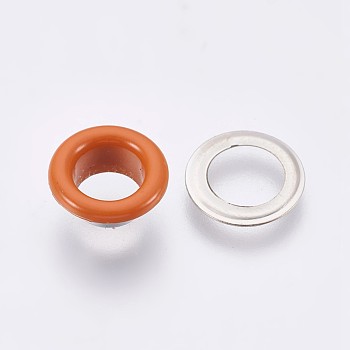 Iron Grommet Eyelet Findings, for Bag Making, Flat Round, Platinum, Chocolate, 9.5x4.5mm, Inner Diameter: 5mm