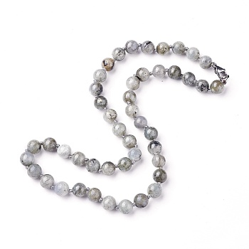Natural Labradorite Beaded Necklace, with Stainless Steel Clasps, 18.62 inch(47.3cm), beads: 8~8.5mm