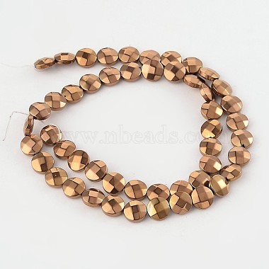 Electroplated Non-magnetic Synthetic Hematite Flat Round Bead Strands(G-L368-06A)-2