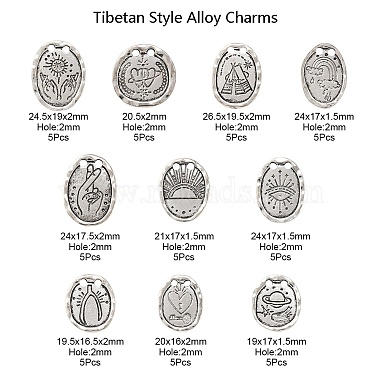 50Pcs 10 Style Tibetan Style Alloy Pendants(PALLOY-CJ0001-03)-2