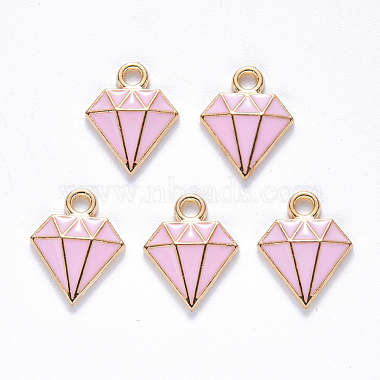 Light Gold Pink Diamond Alloy+Enamel Charms