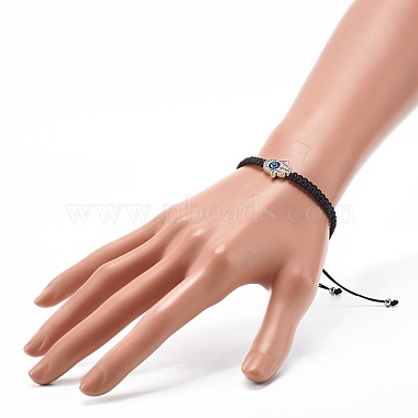 Hamsa Hand /Hand of Miriam with Evil Eye Braided Bead Bracelet for Girl Women(BJEW-JB06911-02)-5