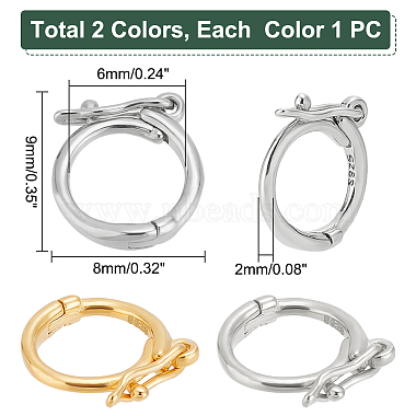 Elite 2Pcs 2 Colors 925 Sterling Silver Twister Clasp(FIND-PH0009-53)-4