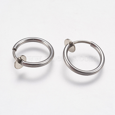304 Stainless Steel Retractable Clip-on Hoop Earrings(STAS-I097-078P)-2