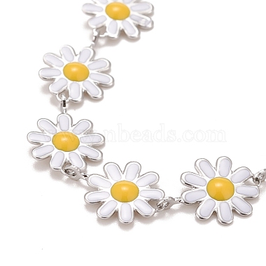 Enamel Daisy Link Chains Bracelet(BJEW-P271-01P)-3