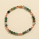 Natural Moss Agate & Brass Bead Stretch Bracelets for Women(HH3302-2)-1