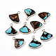 Fan Assembled Natural Bronzite and Synthetic Turquoise Pendants(G-N330-023-A01)-1