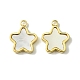 Ion Plating(IP) 304 Stainless Steel Pave Shell Star Charms(FIND-Z028-26G)-1