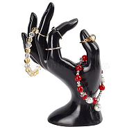 Plastic Mannequin Hand Jewelry Display Holder Stands, OK Shaped Hand Ring Jewelry Organizer Rack for Ring, Bracelet, Watch, Black, 11.5x7.1x18cm(RDIS-WH0009-013A)