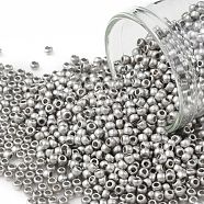 TOHO Round Seed Beads, Japanese Seed Beads, (714F) Metallic Matte Silver, 11/0, 2.2mm, Hole: 0.8mm, about 1110pcs/10g(X-SEED-TR11-0714F)