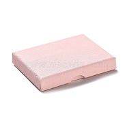 Cardboard Jewelry Set Boxes, with Sponge Inside, Rectangle, Pink, 9.05x7.1x1.55~1.65cm(CBOX-C016-01F-01)