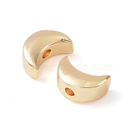 Brass Beads, Moon, Real 18K Gold Plated, 8x5x3.5mm, Hole: 1.2mm(KK-C031-34G)