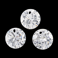 Cubic Zirconia Charms, Faceted, Flat Round, Clear, 6x3.5mm, Hole: 0.8mm(ZIRC-N033-B-09)