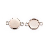 Ion Plating(IP) 304 Stainless Steel Cabochon Connector Settings, Plain Edge Bezel Cups, Flat Round, Rose Gold, Tray: 8mm, 16x10x2mm, Hole: 2mm(STAS-G127-14-8mm-RG)
